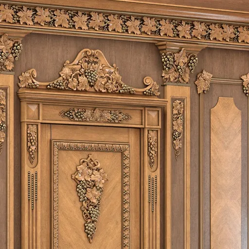 Carved decorative trim with grape wines